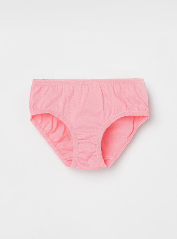 Girls Solid Elasticated Briefs - Pack of 3