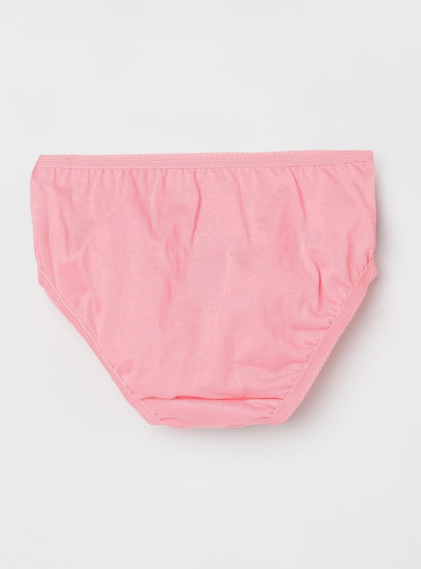 Girls Solid Elasticated Briefs - Pack of 3