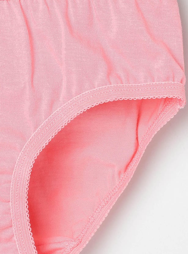 Girls Solid Elasticated Briefs - Pack of 3