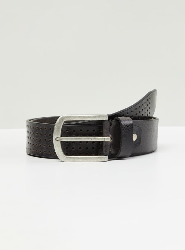 Men Laser Cut-Out Detail Casual Belt 