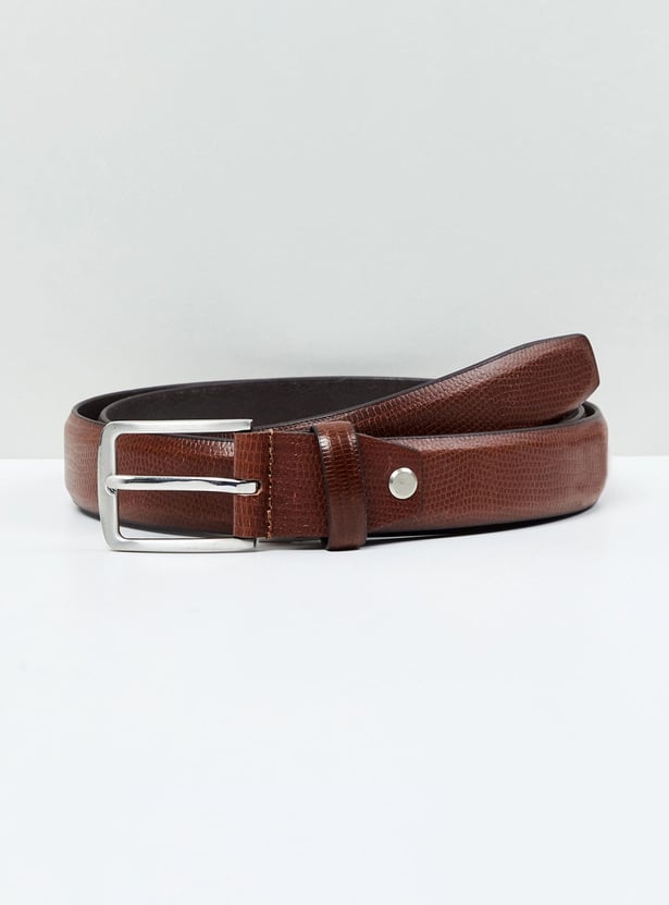 Men Genuine Leather Textured Belt