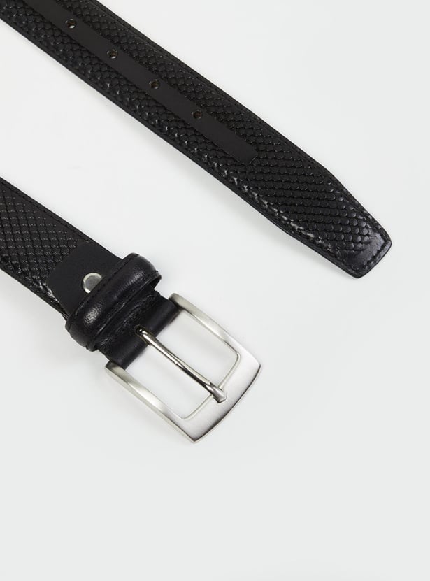 Men Textured Formal Leather Belt