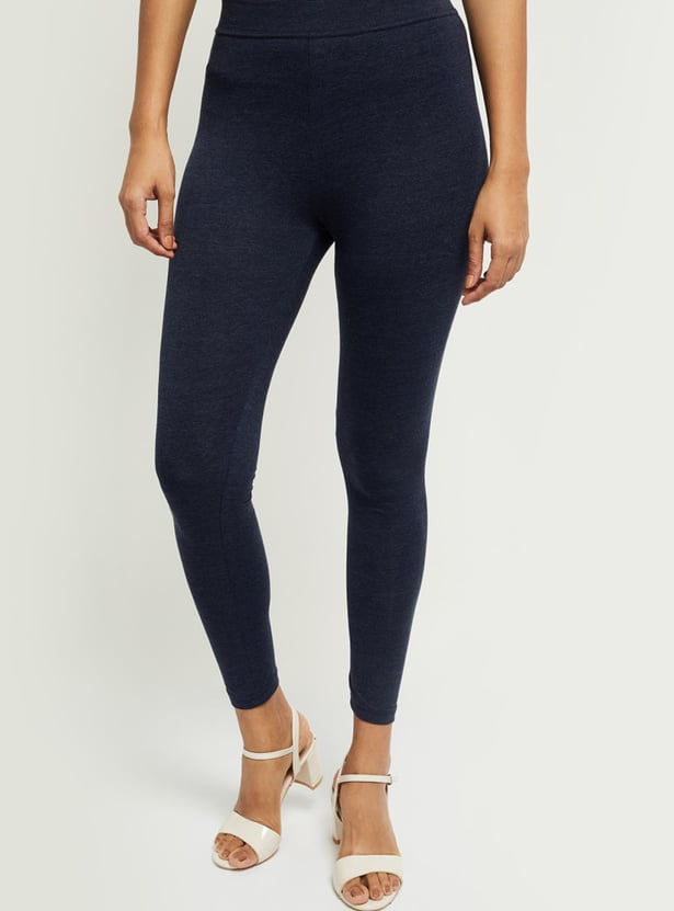 Women Solid Elasticated Leggings 