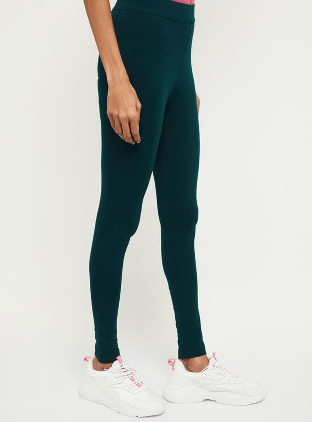 Women Solid Ankle-Length Leggings 