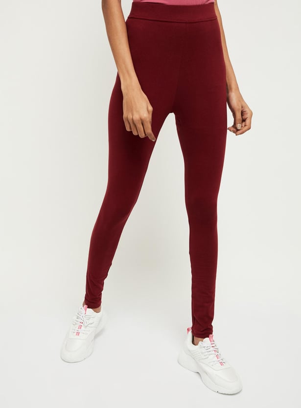 Women Solid Ankle-Length Leggings 