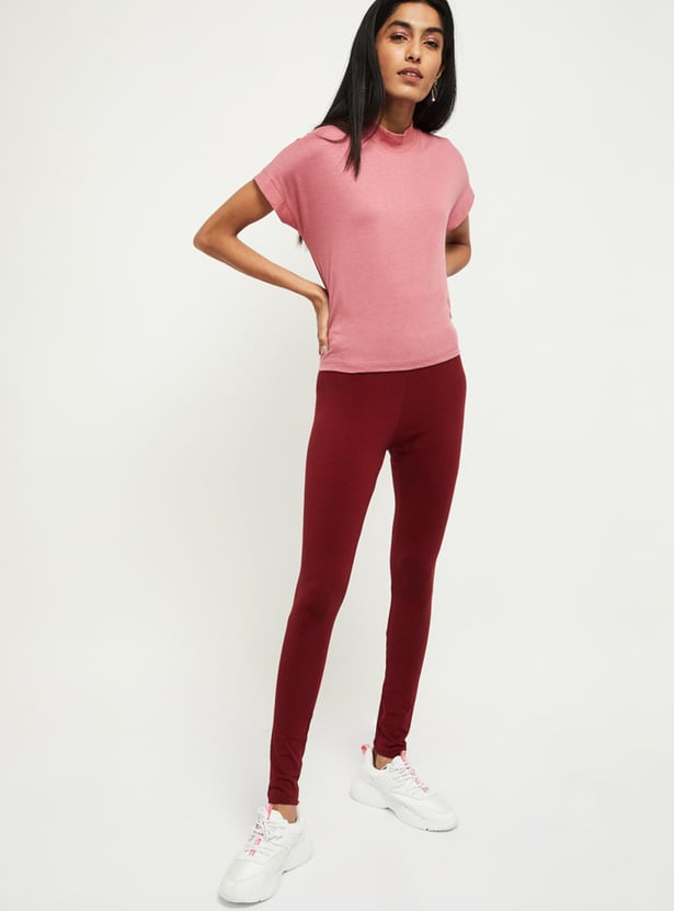 Women Solid Ankle-Length Leggings 