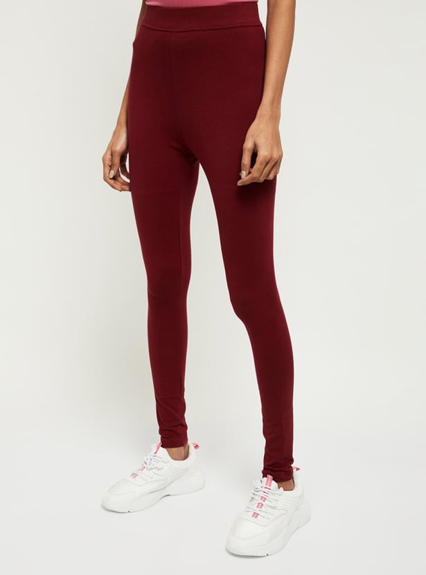 Women Solid Ankle-Length Leggings 