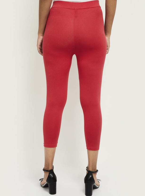 Women Solid Cropped Leggings