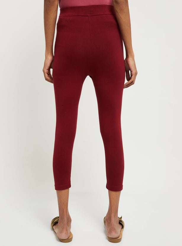 Women Solid Cropped Leggings