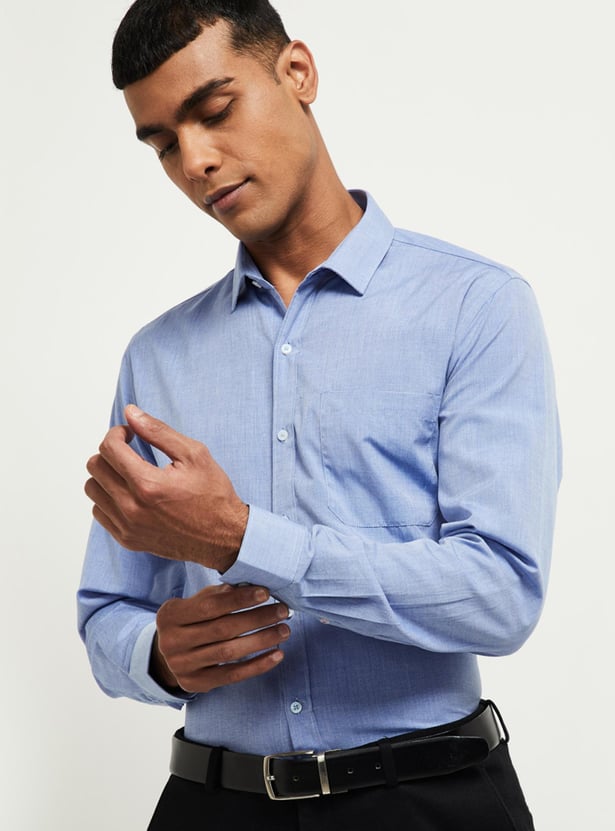 Men Solid Full Sleeves Formal Shirt 