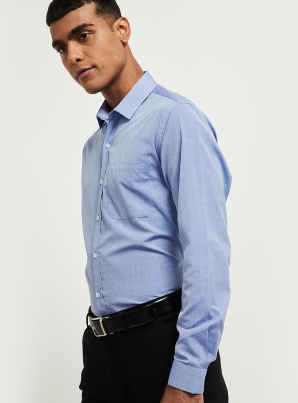 Men Solid Full Sleeves Formal Shirt 