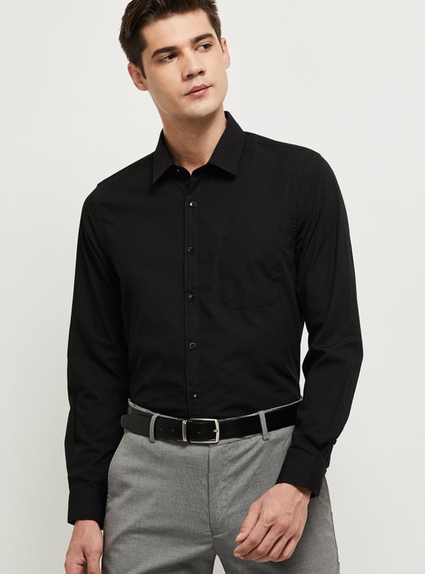 Men Solid Full Sleeves Formal Shirt 