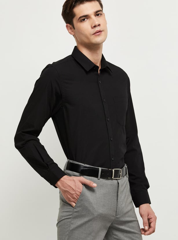 Men Solid Full Sleeves Formal Shirt 