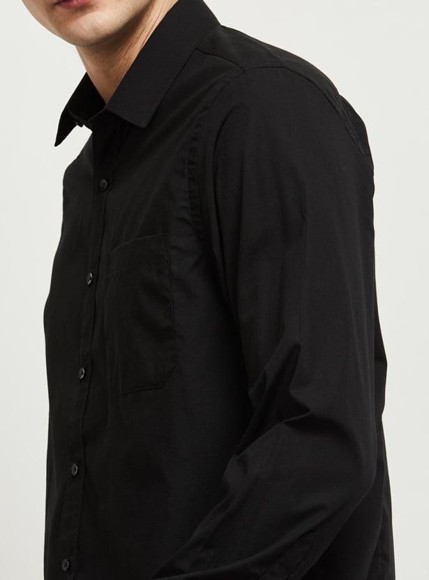 Men Solid Full Sleeves Formal Shirt 