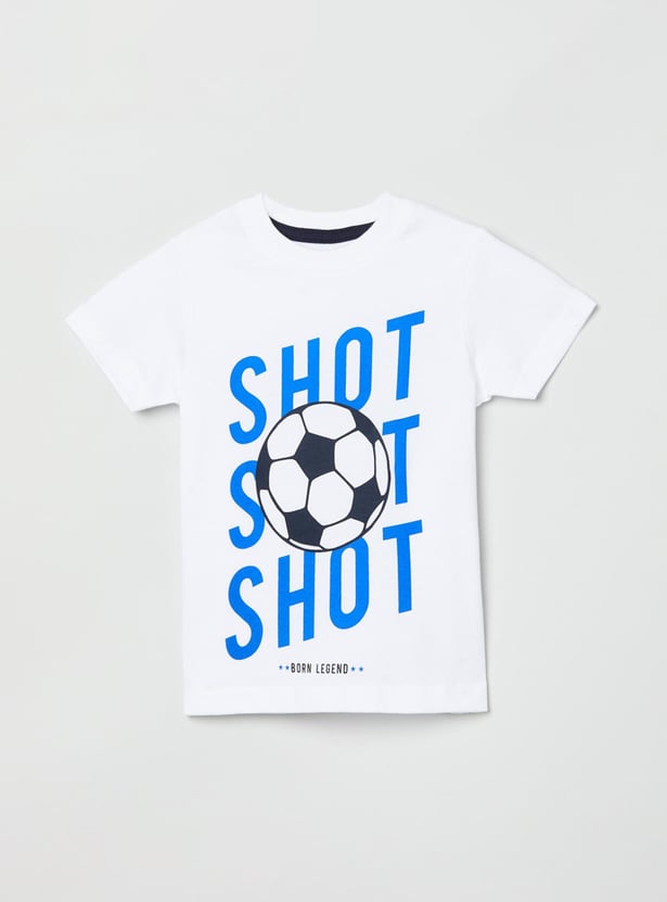 Boys Typographic Print Crew Neck T-shirt