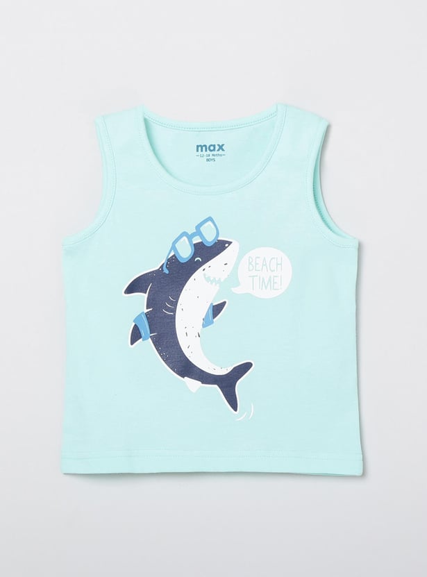 MAX Boys Graphic Print Sleeveless Crew Neck T-shirt