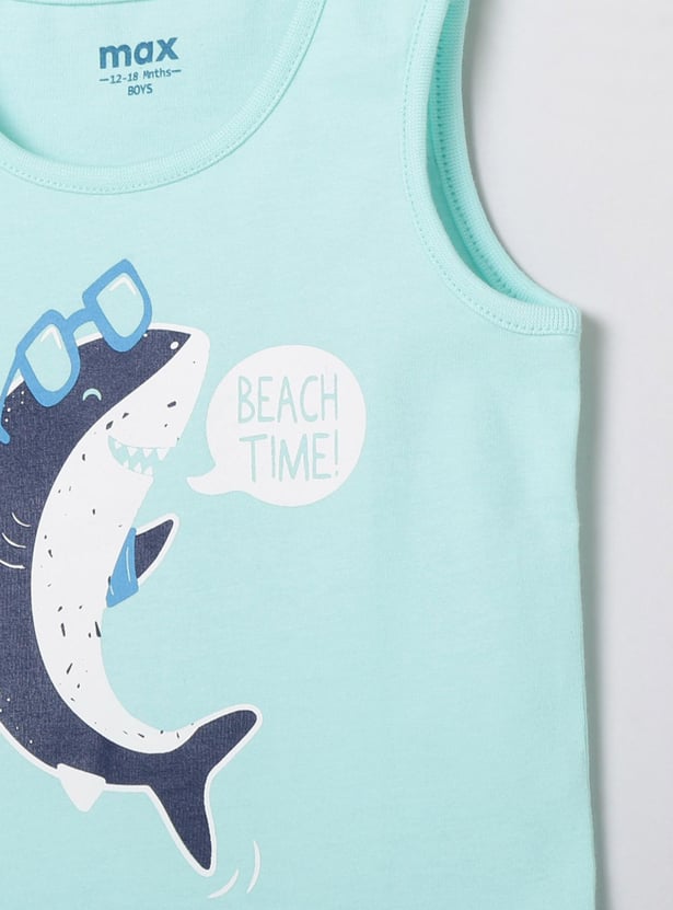 MAX Boys Graphic Print Sleeveless Crew Neck T-shirt