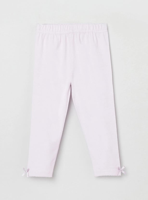 Girls Solid Elasticated 3/4th Leggings