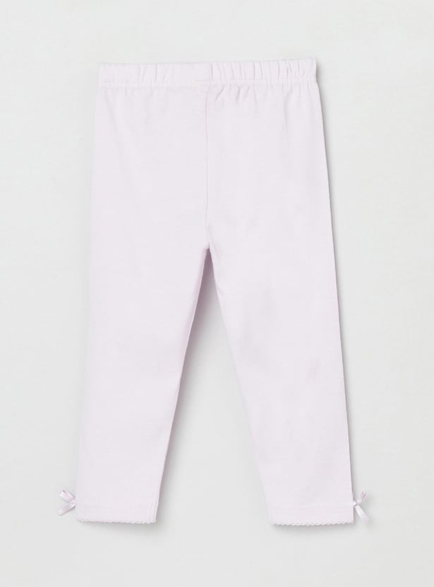 Girls Solid Elasticated 3/4th Leggings