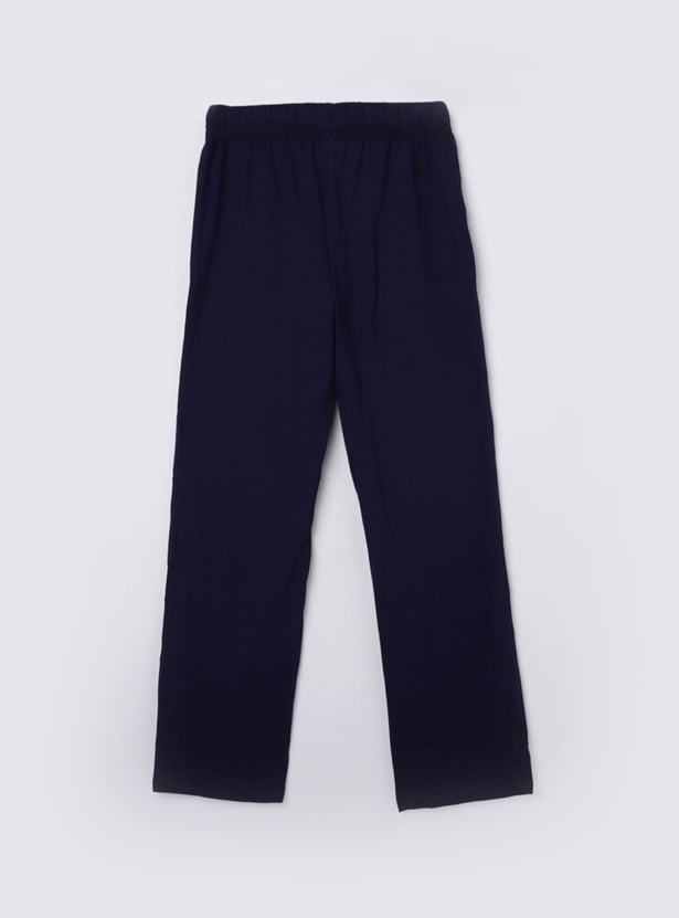 Boys Printed Round Neck T-shirt and Solid Pyjamas