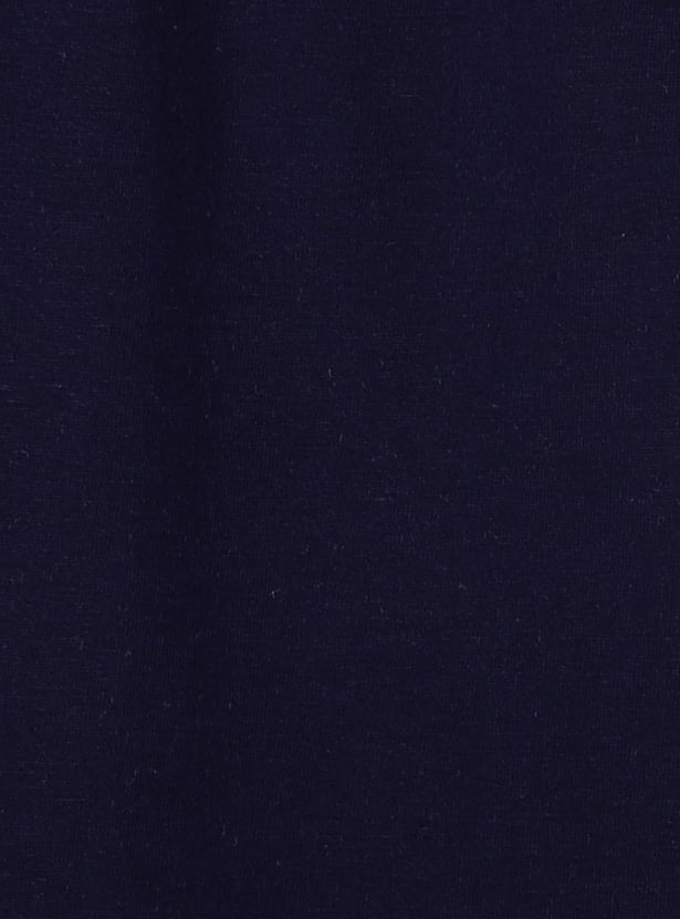 Boys Printed Round Neck T-shirt and Solid Pyjamas