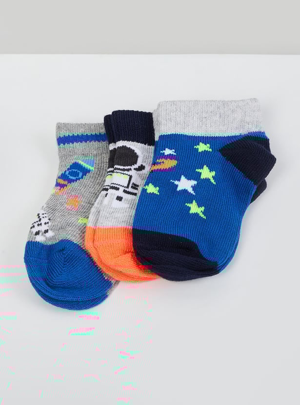 Boys Jacquard Pattern Socks- Pack of -3 44593 Y