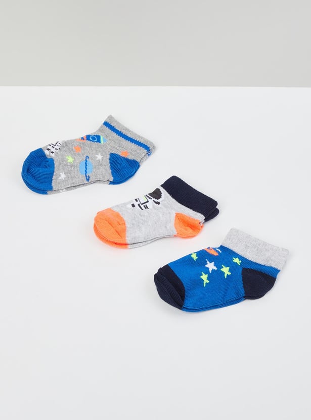 Boys Jacquard Pattern Socks- Pack of -3 44593 Y