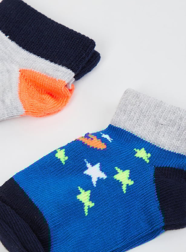 Boys Jacquard Pattern Socks- Pack of -3 44593 Y