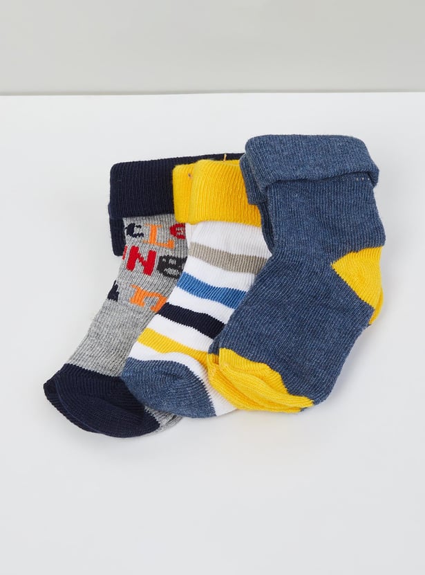 MAX Boys Patterned Socks- Pack of 3- 1-2 Y