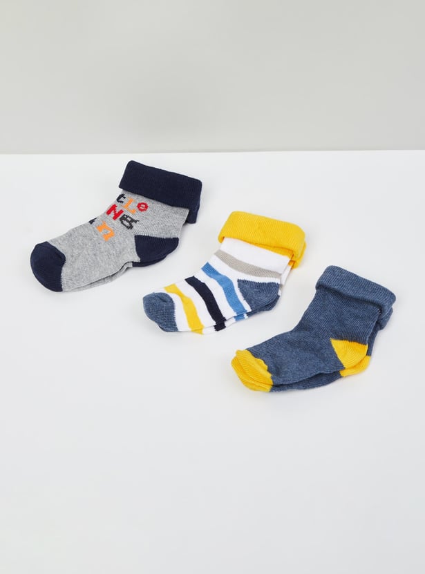 MAX Boys Patterned Socks- Pack of 3- 1-2 Y