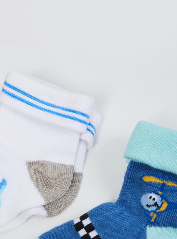 Boys Patterned Ankle-Length Socks - Set of -3 44593 Y