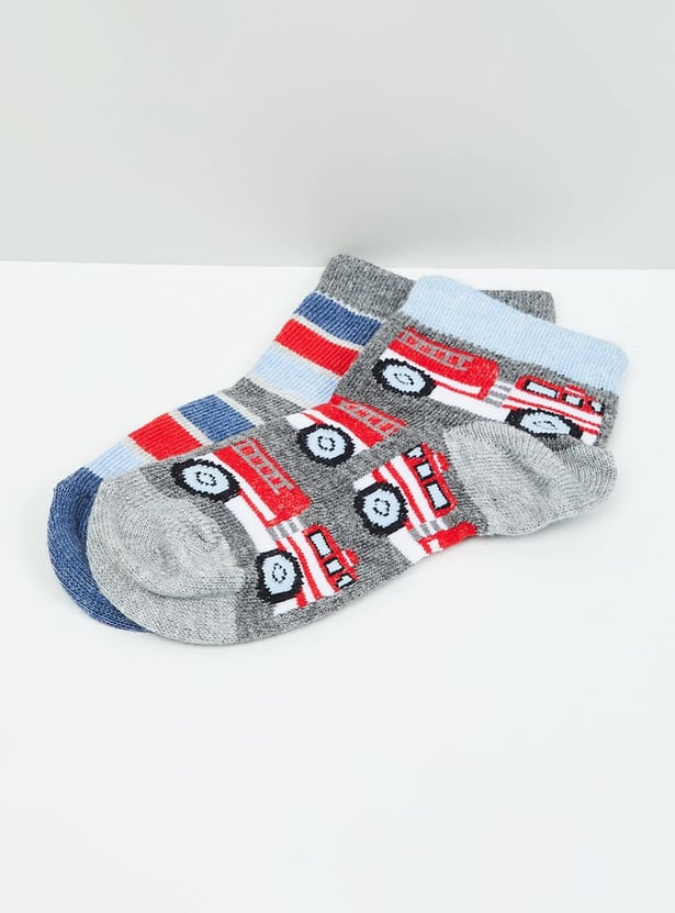 Boys Patterned Ankle-Length Socks - Pack of 2 