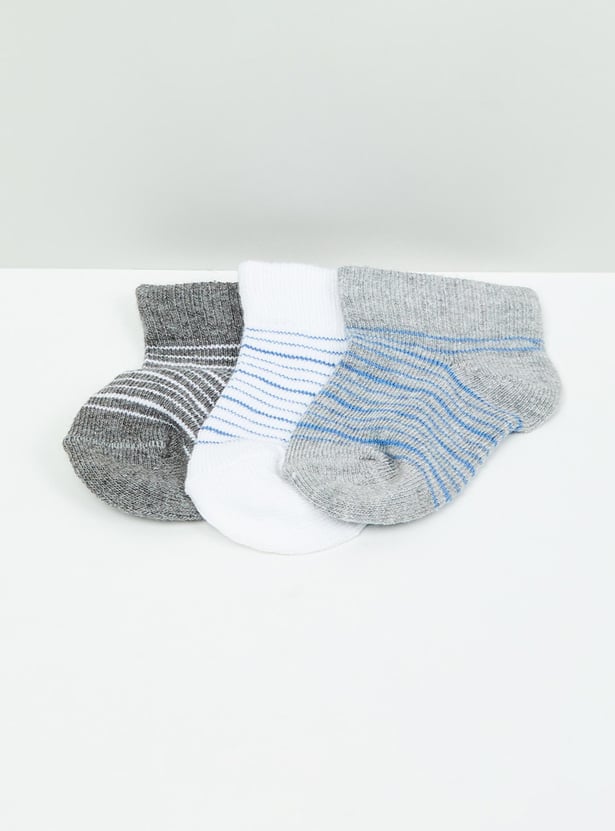 Boys Patterned Ankle-Length Socks - Set of -3 0-6 M 