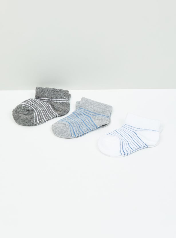 Boys Patterned Ankle-Length Socks - Set of -3 0-6 M 