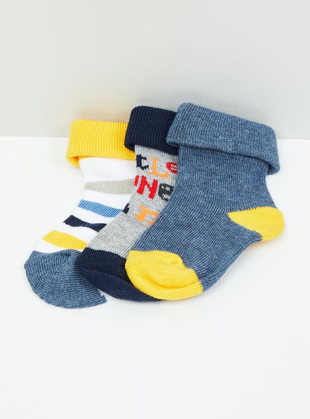 Boys Patterned Ankle-Length Socks - Pack of 3