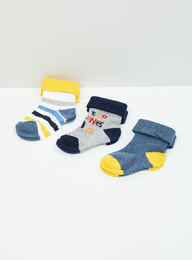 Boys Patterned Ankle-Length Socks - Pack of 3