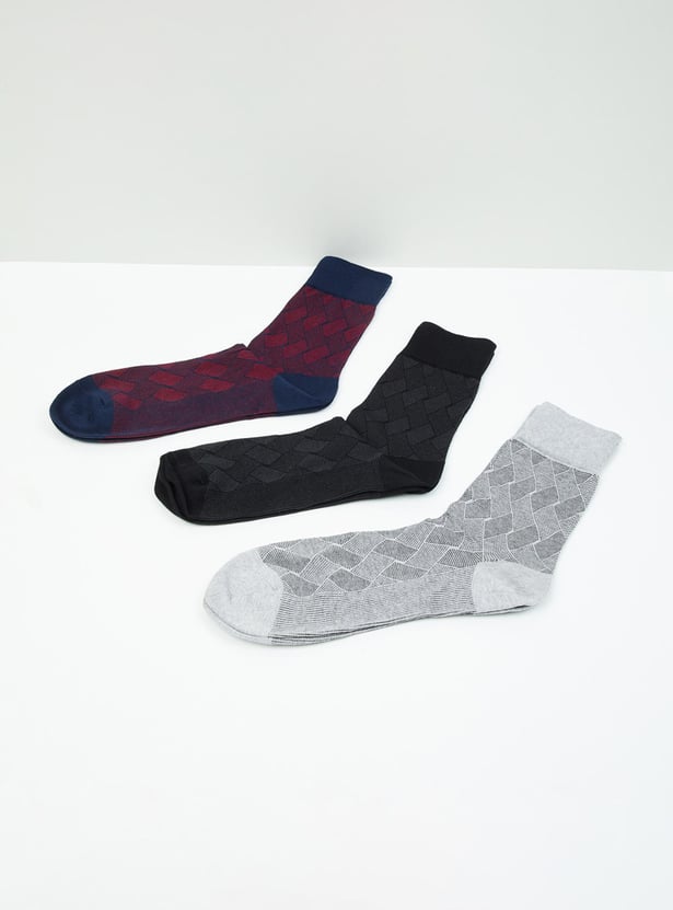 Men Jacquard Pattern Socks- Set of 3