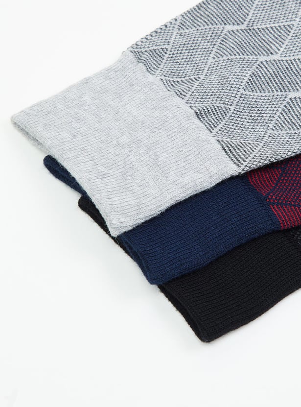 Men Jacquard Pattern Socks- Set of 3