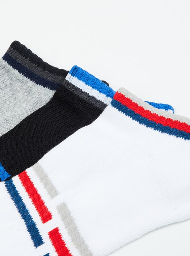 Men Patterned Ankle-Length Socks - Set of 3
