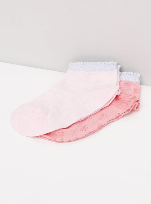 MAX Girls Patterned Ankle-Length Socks - Set of 2