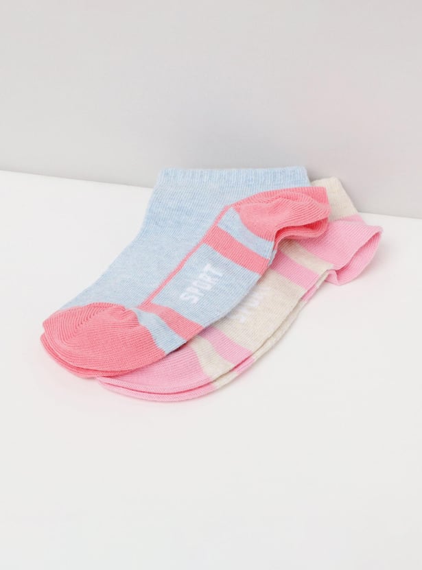 Girls Patterned Ankle-Length Socks - Set of 2