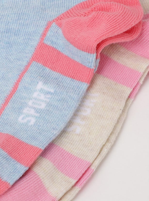 Girls Patterned Ankle-Length Socks - Set of 2