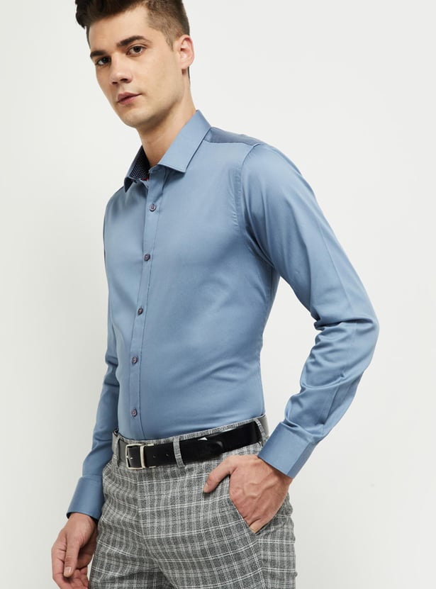 Men Solid Full Sleeves Slim Fit Formal Shirt 