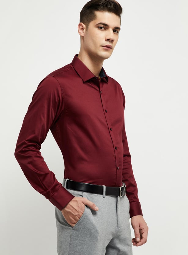 Men Solid Full Sleeves Slim Fit Formal Shirt 