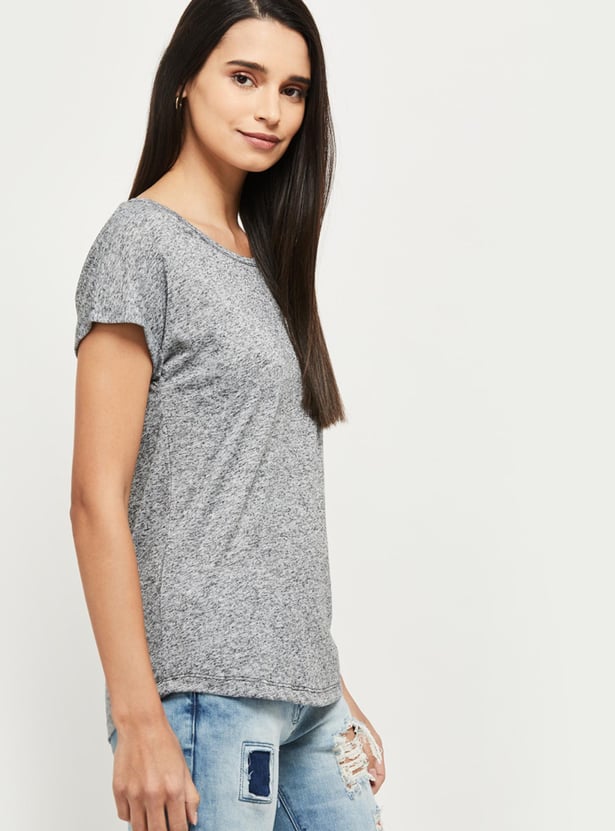 MAX Women Solid Extended Sleeves T-shirt