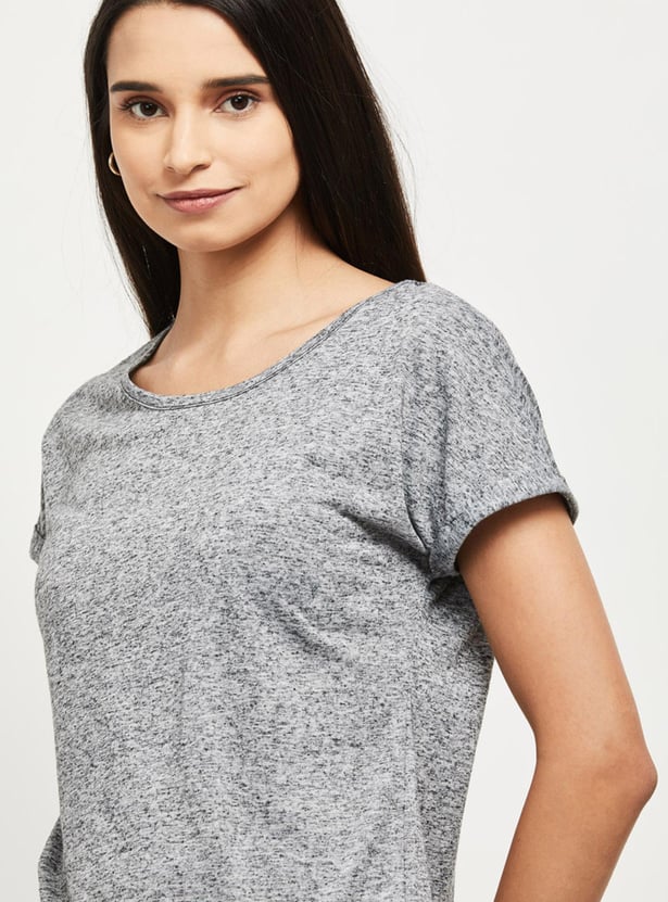MAX Women Solid Extended Sleeves T-shirt