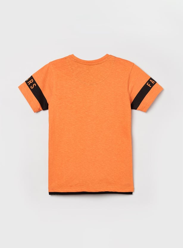 Boys Typographic Print Crew Neck T-shirt