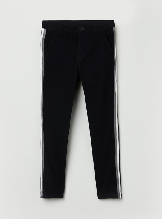 Boys Striped Regular Fit Trousers