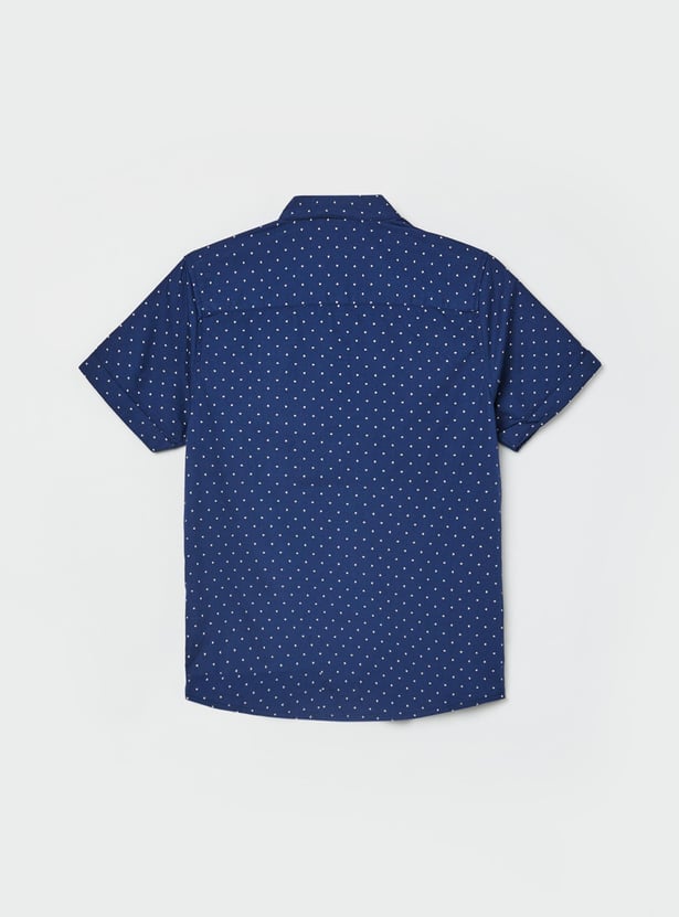 Boys Printed Roll-Up Sleeves Shirt