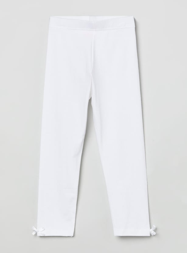 Girls Solid Elasticated 3/4th Leggings